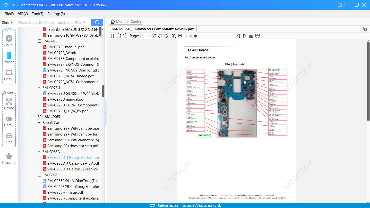 Samsung SM-G965D_J Galaxy S9+Component Explain